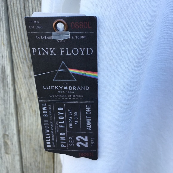 NWT Lucky Brand Pink Floyd Cutout Muscle Tee White - Picture 4 of 8